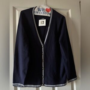 Brand new, Anna Klein navy cardigans cardigan with white trim.